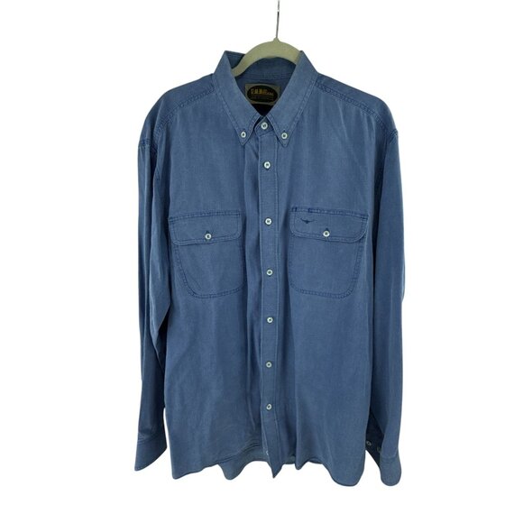 R.M. Williams Blue Cotton Button-Up Shirt Size XL Long Sleeves Western Workwear - Picture 2 of 9